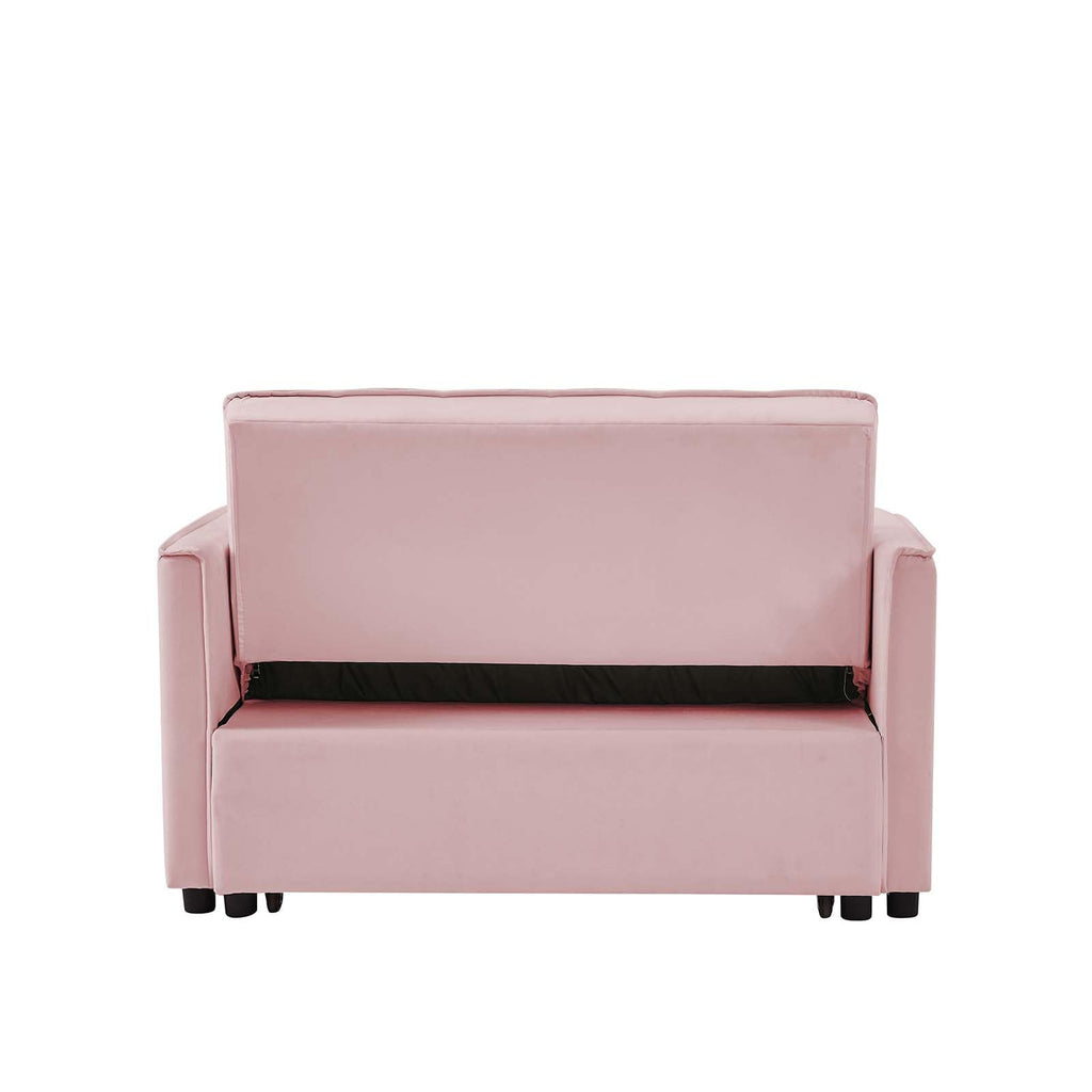 Pink Velvet Convertible Sleeper Sofa Bed B602679