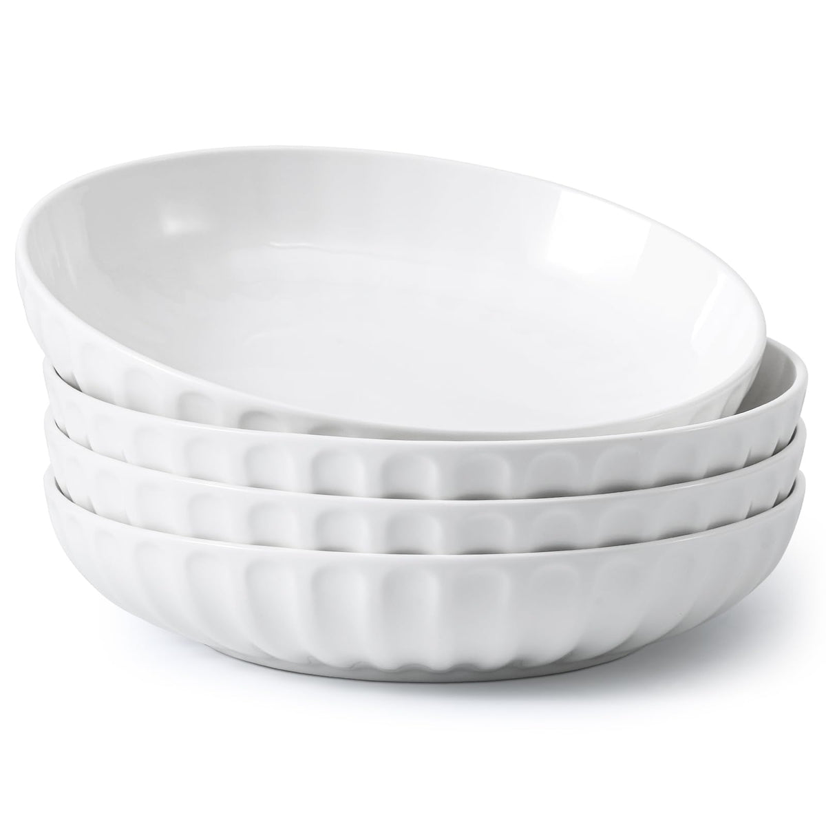 10" White Ceramic Pasta Bowls Set of 4 W446660