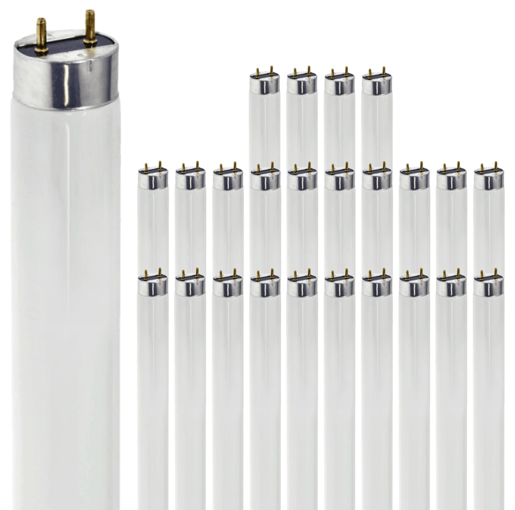 24 Inch T8 Fluorescent Tube Light Bulb 17W 5000K Bright White G13 Bi-Pin Base Pack of 25 Q67134