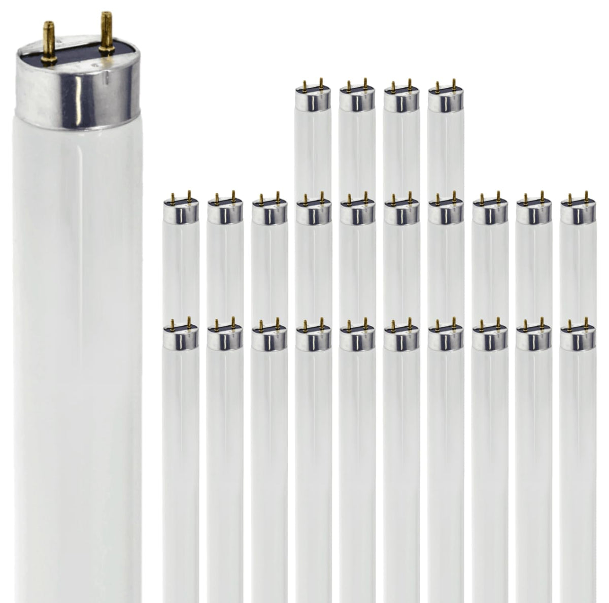 24 Inch T8 Fluorescent Tube Light Bulb 17W 5000K Bright White G13 Bi-Pin Base Pack of 25 Q67134