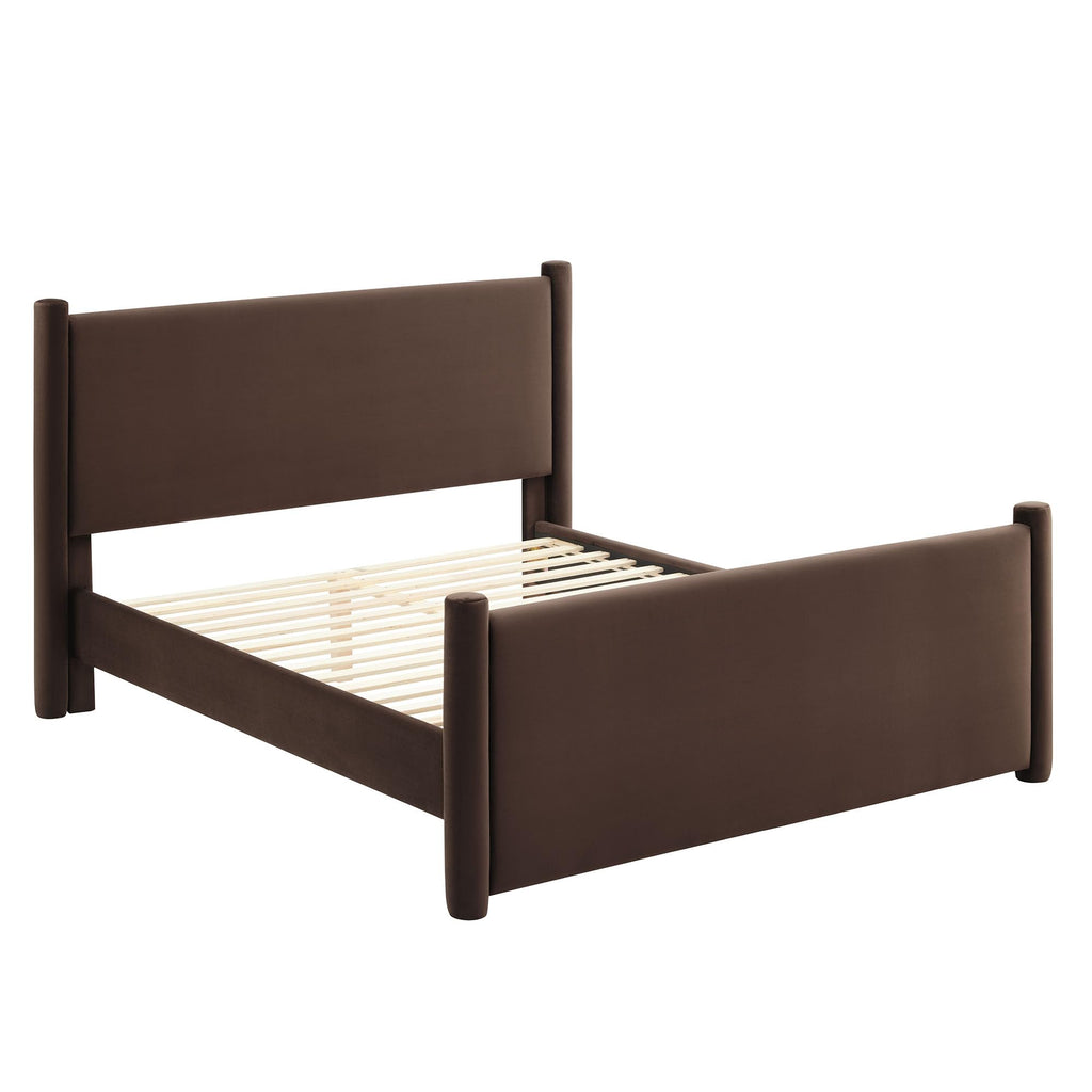 King Size Upholstered Platform Bed Frame with Headboard and Footboard H76834