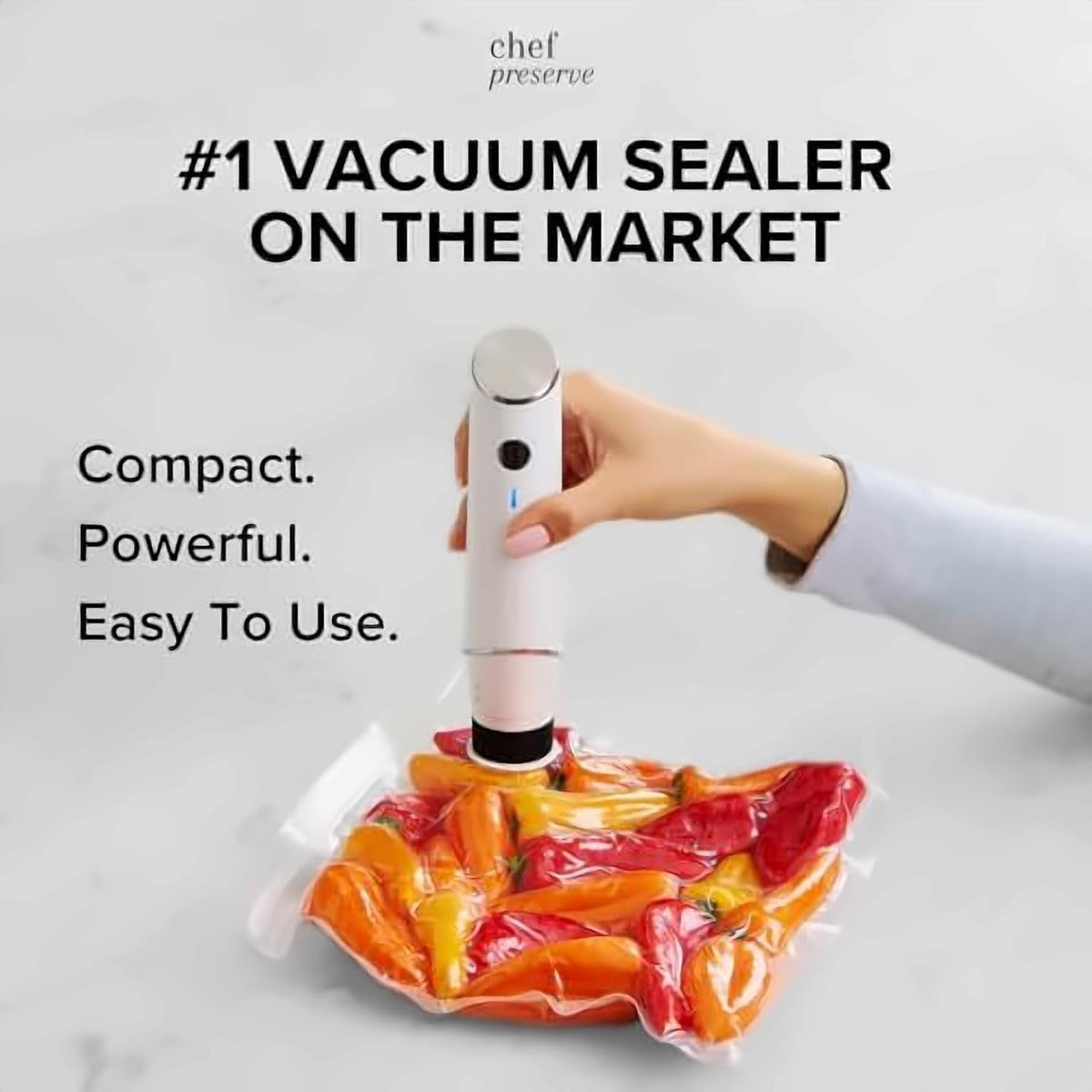 Compact Vacuum Sealer with 30 Reusable Vacuum Bags T7689