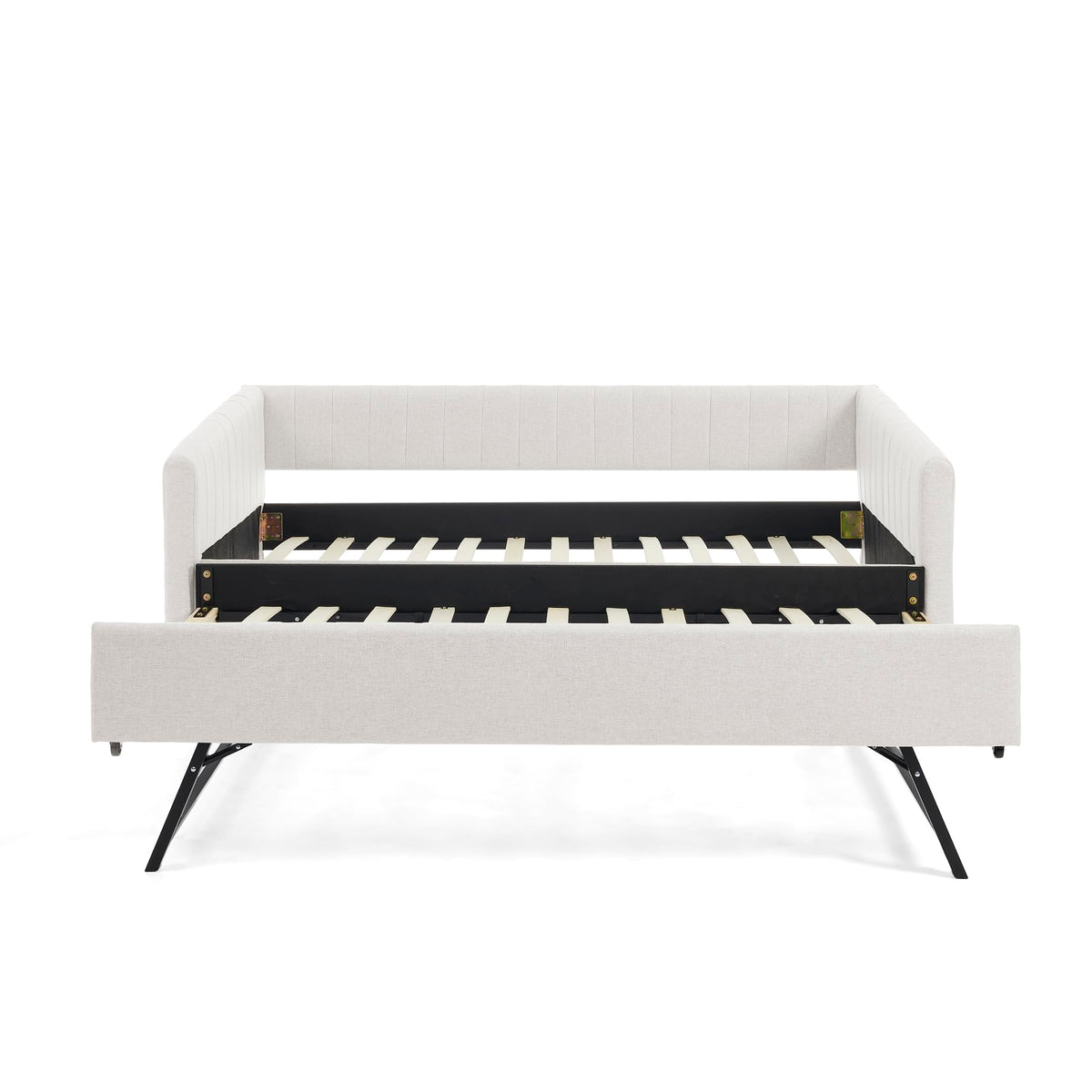 Twin Size Upholstery Daybed with Trundle and Vertical Stripes G64987