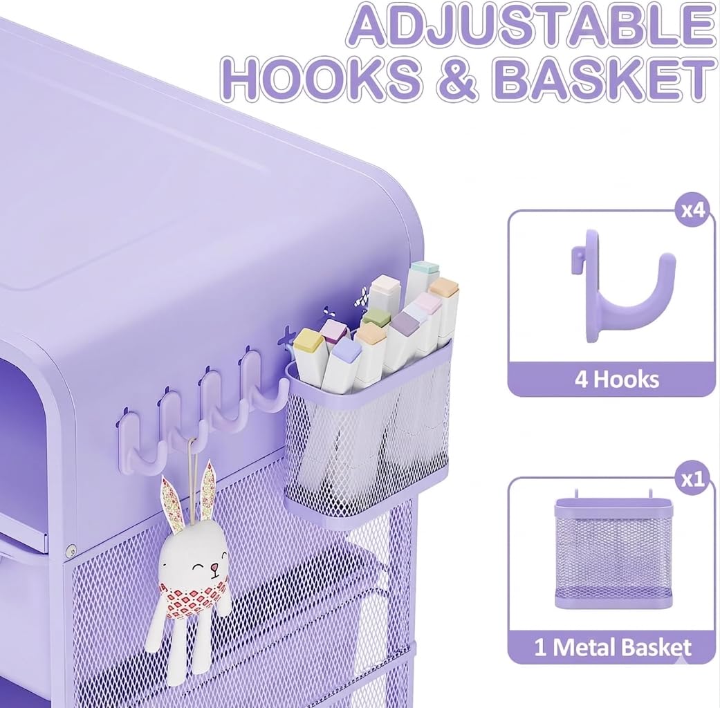 Kids Nightstand, Girls Bedside Table, Night Side Table, Purple V97057