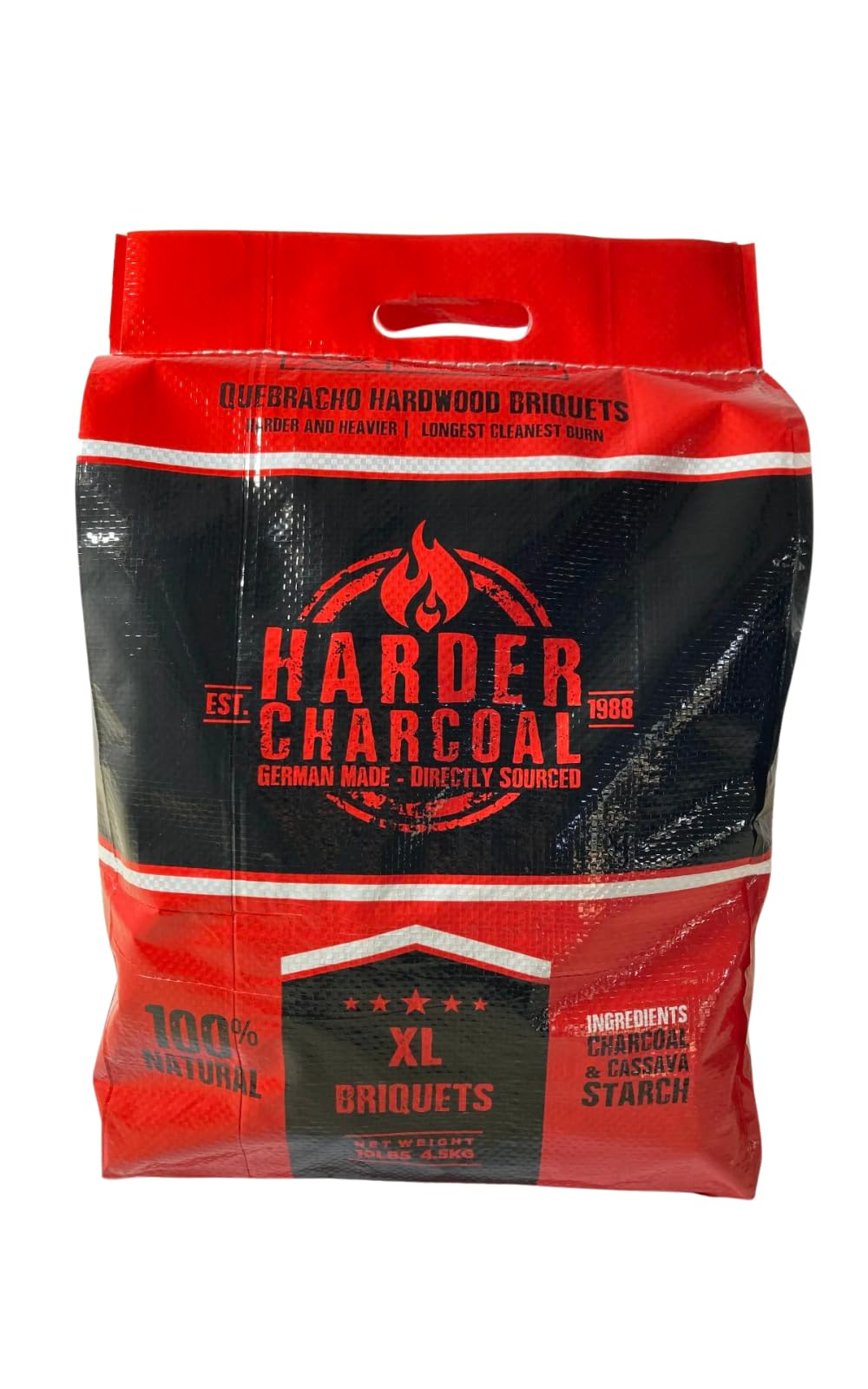 XL Quebracho Hardwood Briquets, Natural Wood Charcoal with Cassava Starch (10 LB) G5024