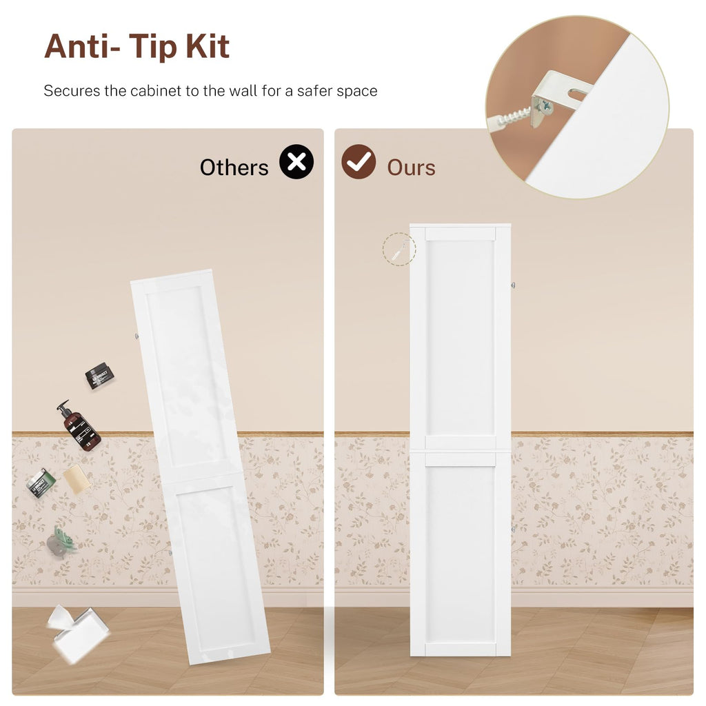 Tall Bathroom Storage Cabinet with 4 Doors U19059