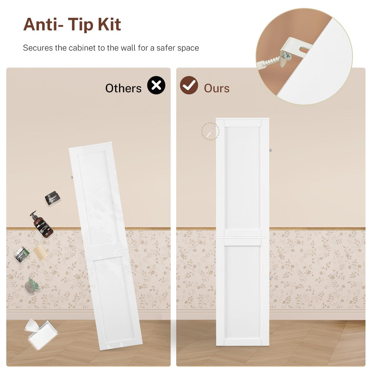 Tall Bathroom Storage Cabinet with 4 Doors U19059