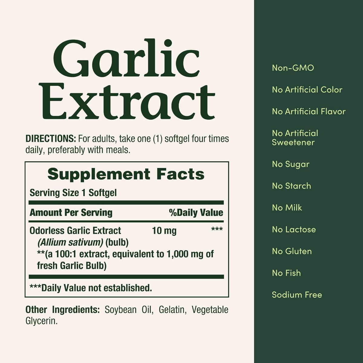 Garlic Extract Supplement, 1000mg, 100 Count H643