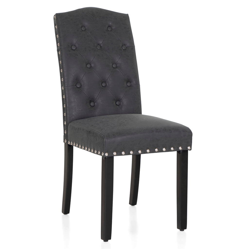 Black Faux Leather Dining Chairs Set of 2 F77443