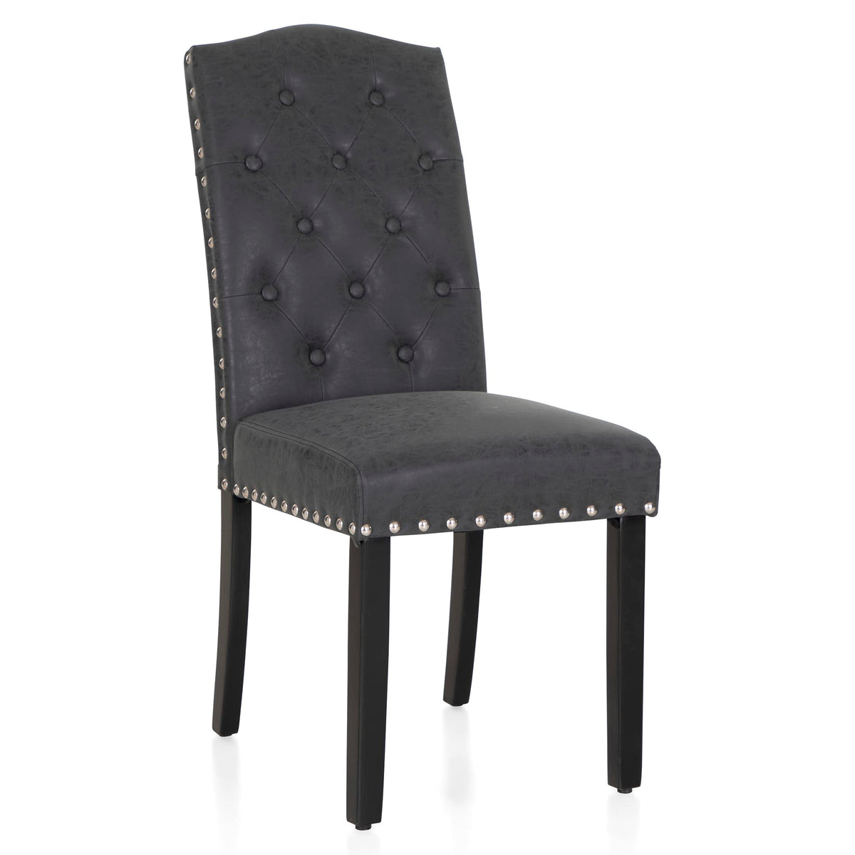 Black Faux Leather Dining Chairs Set of 2 F77443