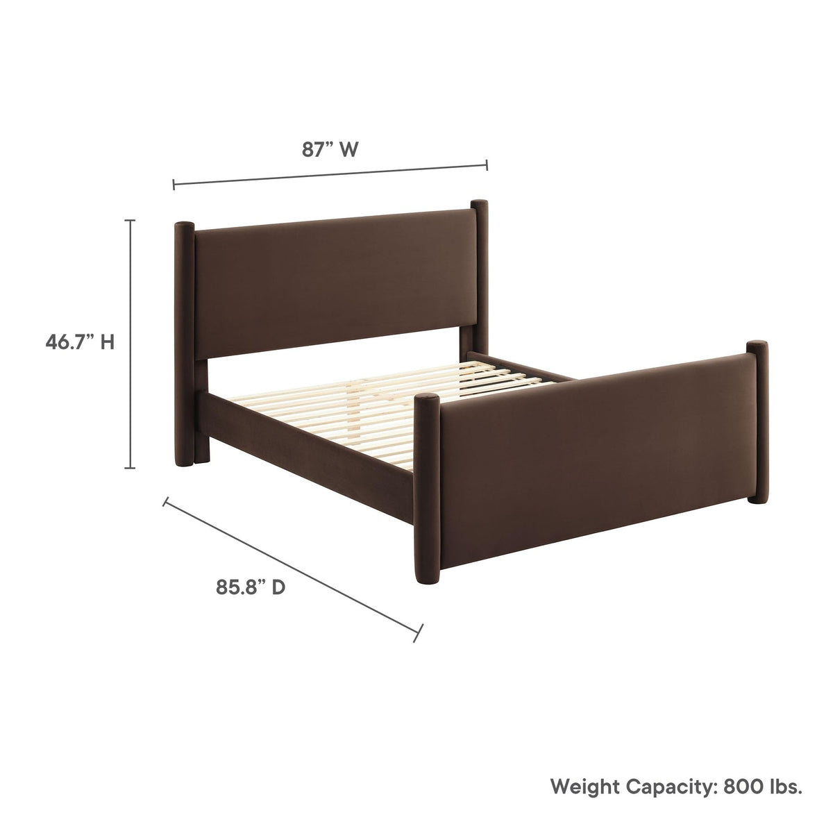 King Size Upholstered Platform Bed Frame with Headboard and Footboard H76834