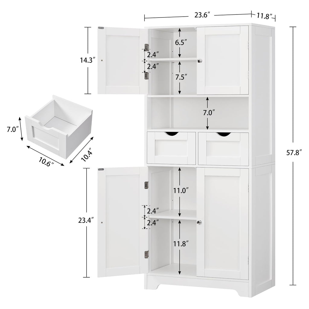 Tall Bathroom Storage Cabinet with 4 Doors U19059