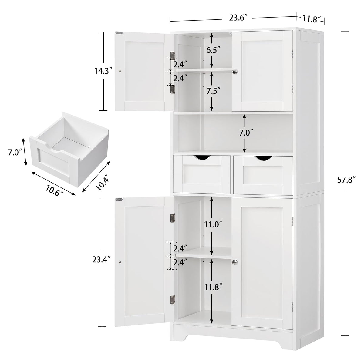 Tall Bathroom Storage Cabinet with 4 Doors U19059