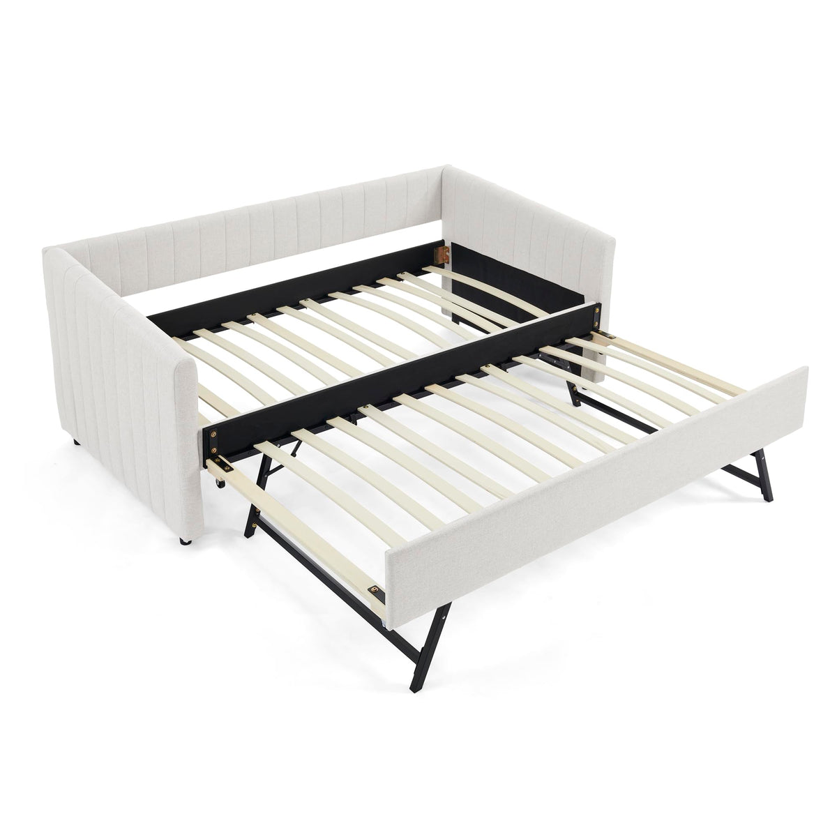 Twin Size Upholstery Daybed with Trundle and Vertical Stripes G64987