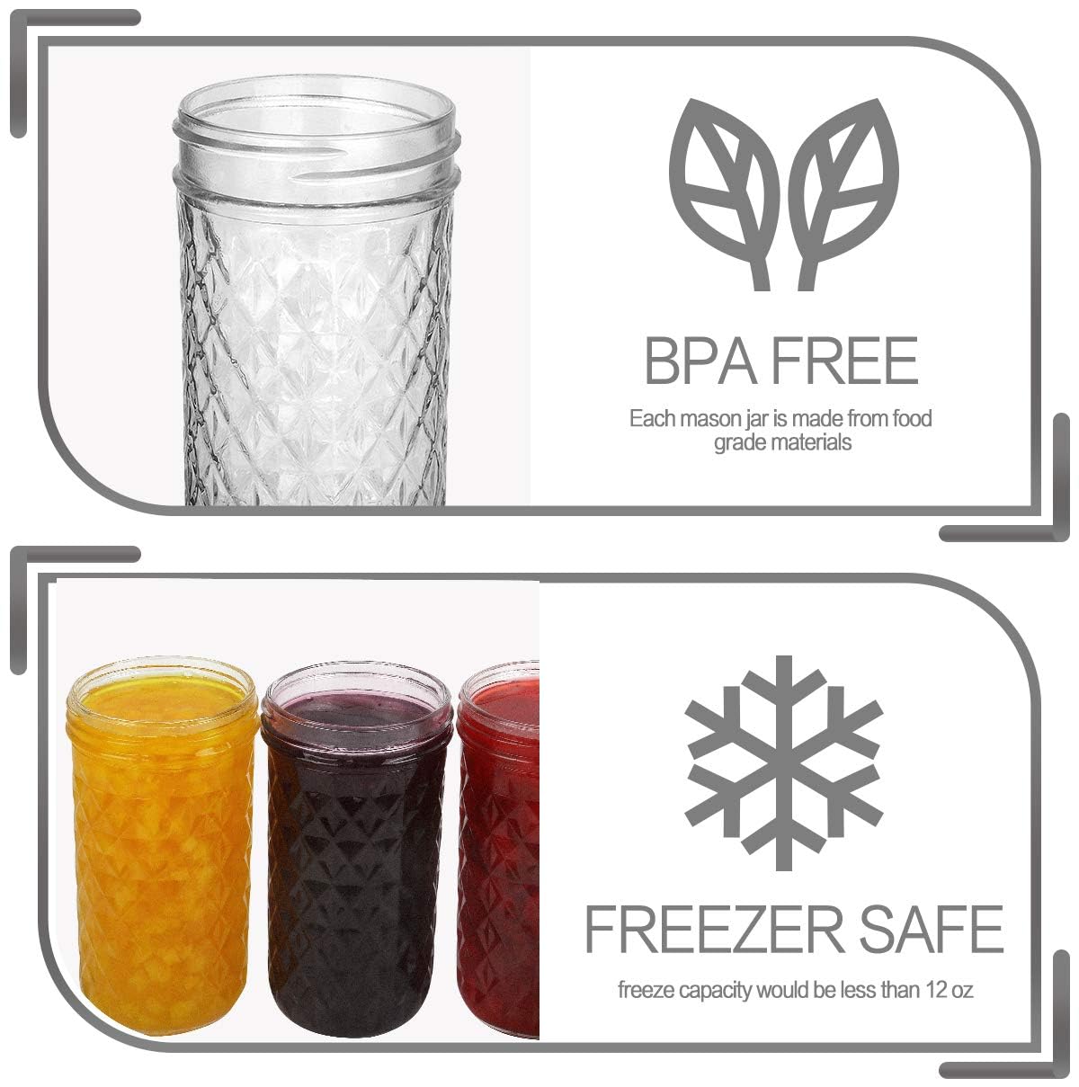 15 Pack 12 oz Mason Jars with Lids I26268