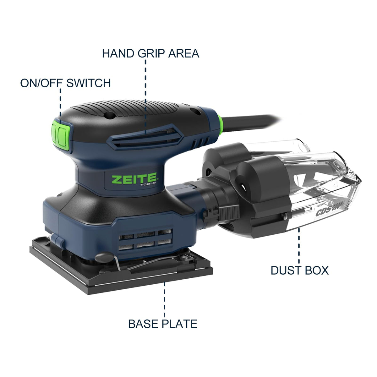 2.4 Amp 1/4 Sheet Electric Palm Sander with 12Pcs Sandpapers D17618