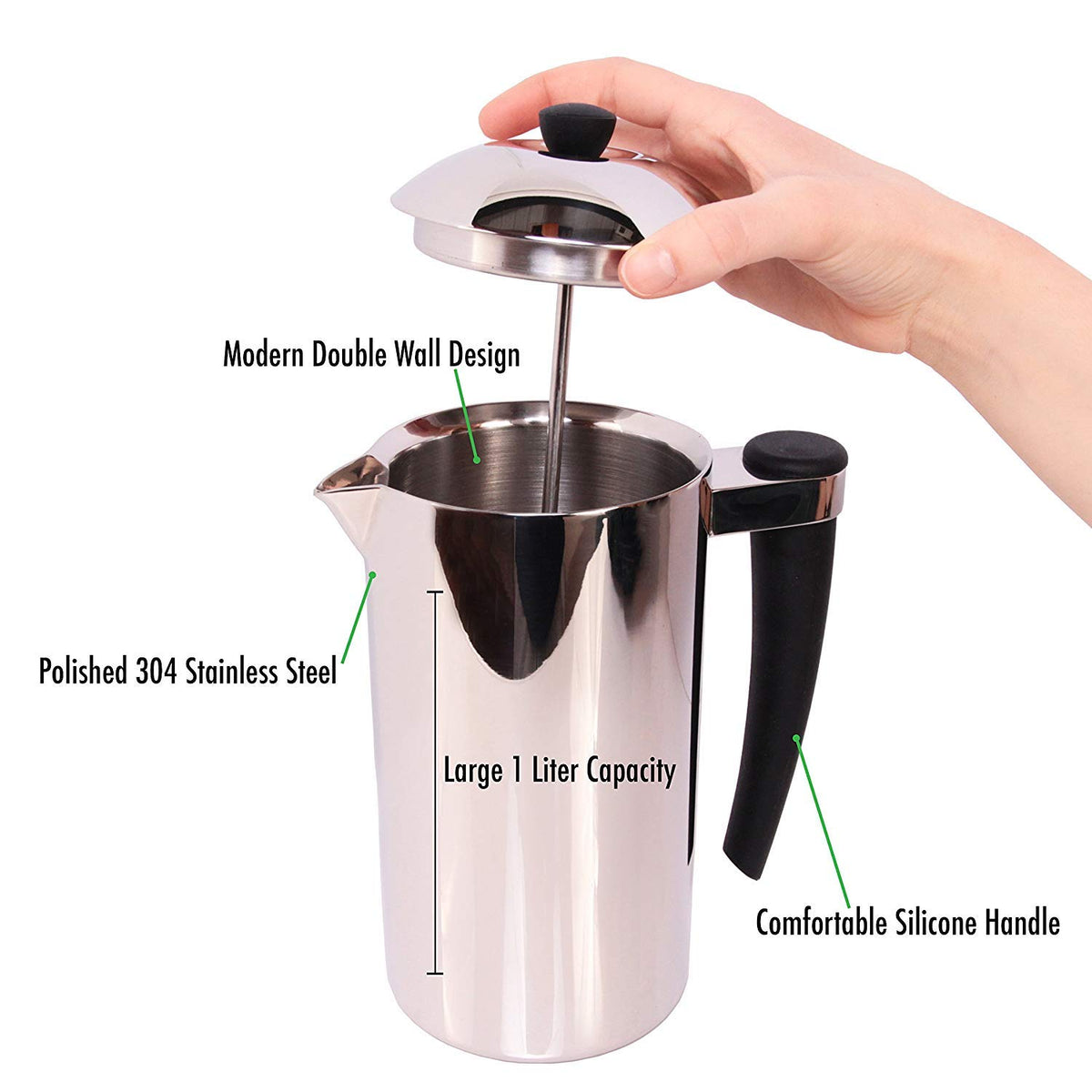 Stainless Steel Double-Wall Coffee Press 1 Liter Y65240