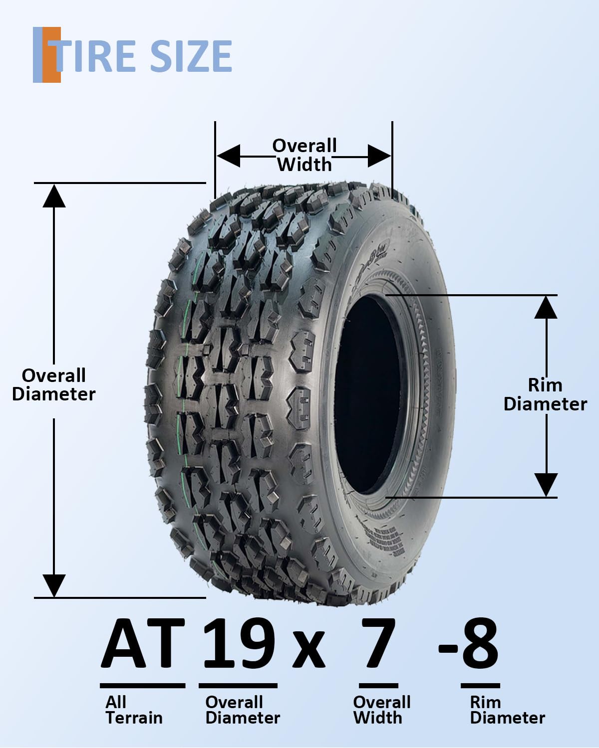 19x7-8 4 Ply Tubeless ATV UTV Tires Set of 2 R523