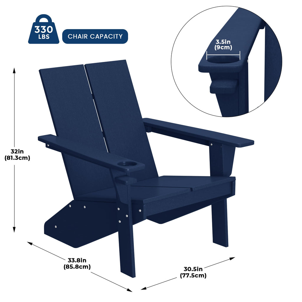 Navy Blue HDPE Outdoor Chair Set of 2 Z543477