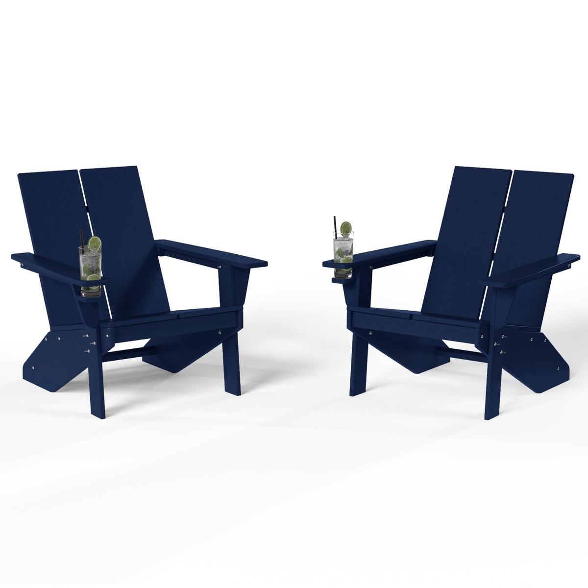 Navy Blue HDPE Outdoor Chair Set of 2 Z543477