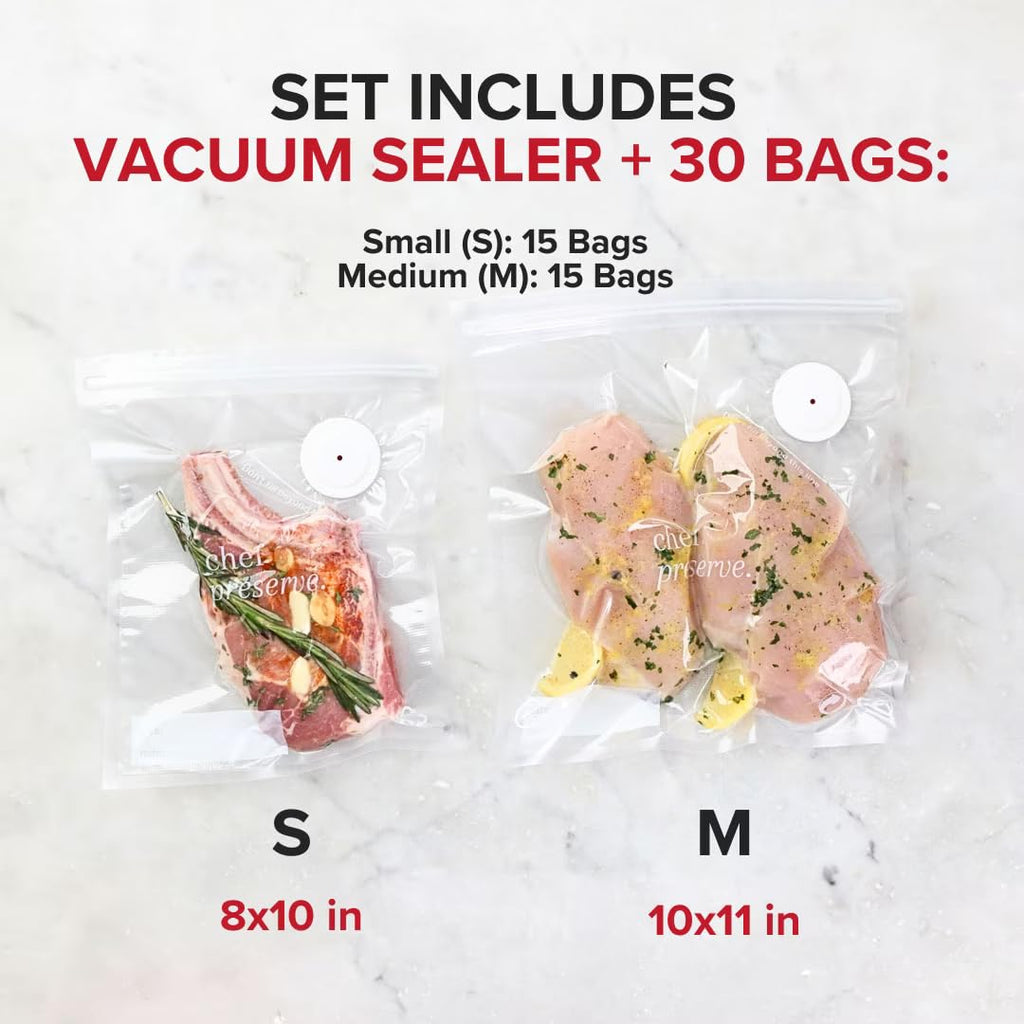 Compact Vacuum Sealer with 30 Reusable Vacuum Bags T7689