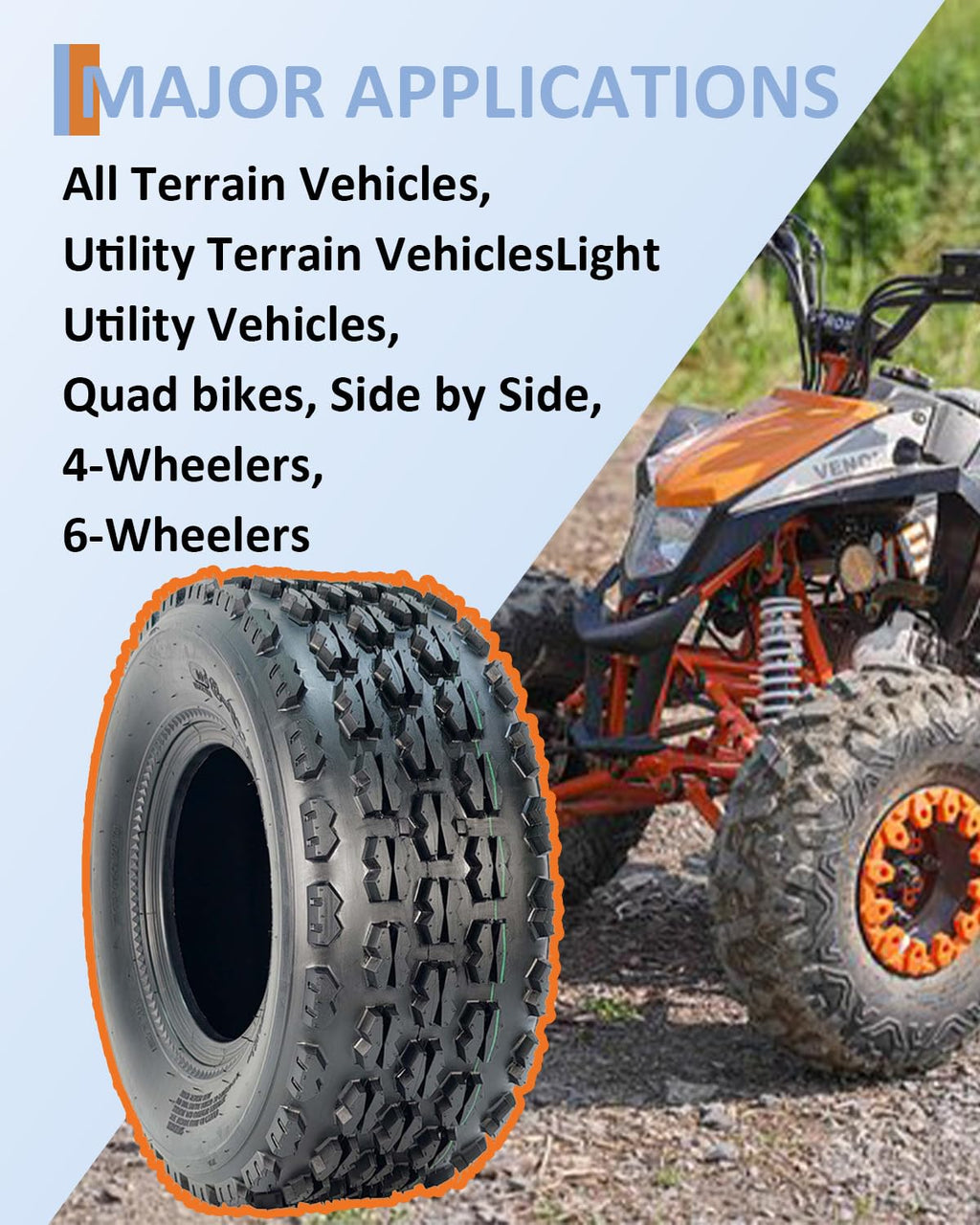 19x7-8 4 Ply Tubeless ATV UTV Tires Set of 2 R523