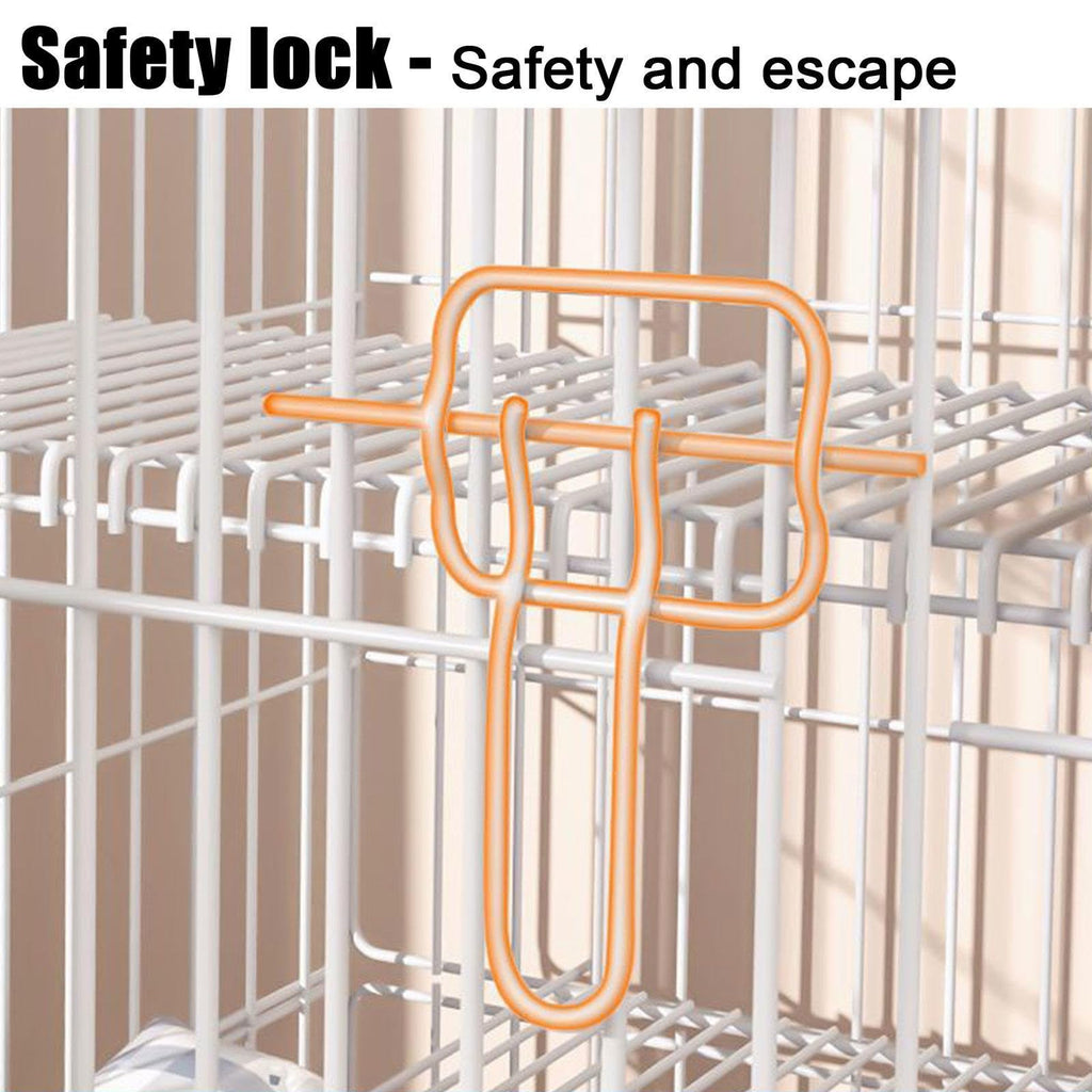 4-Tier Collapsible Metal Wire Cat Cage with Wheels White V9938