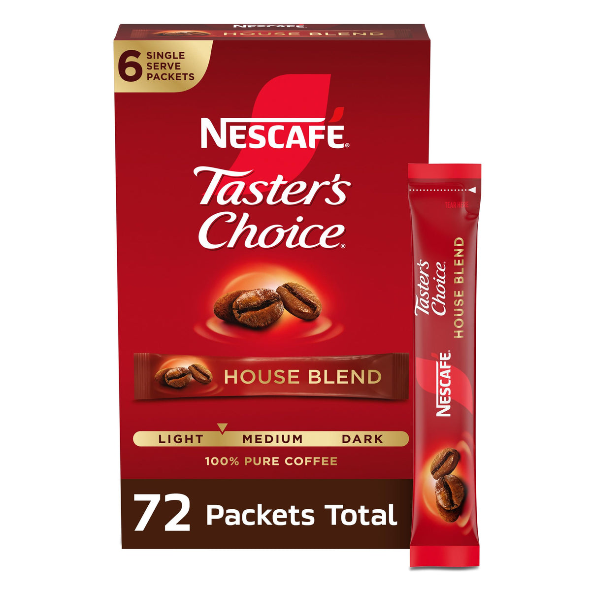Instant Coffee Packets Light Medium Roast 72 Packets H75378