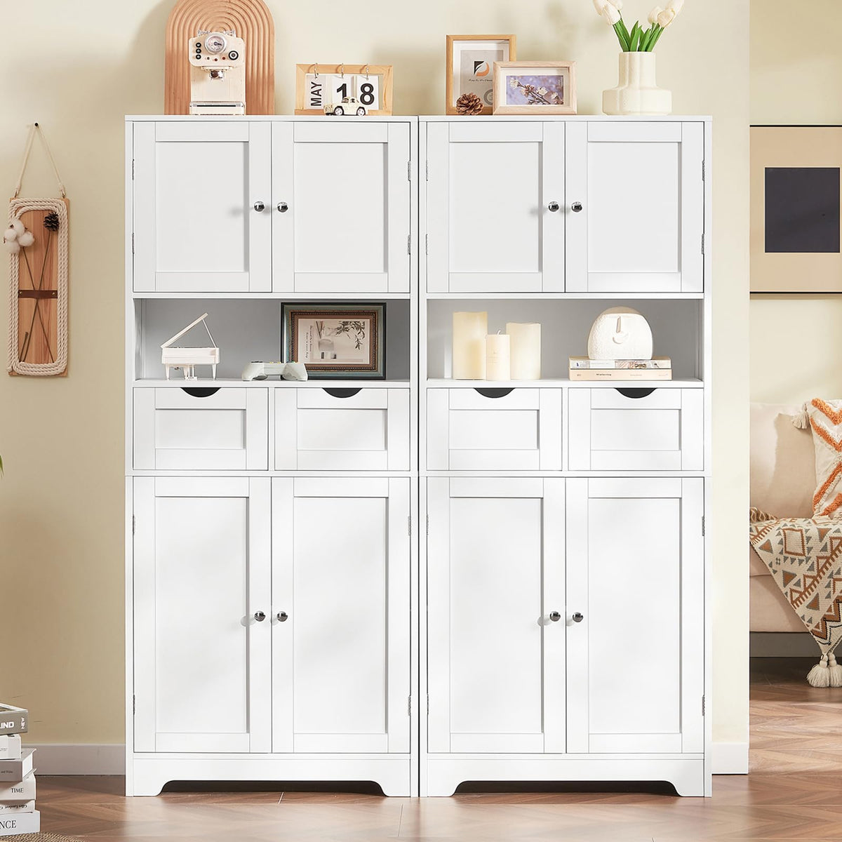 Tall Bathroom Storage Cabinet with 4 Doors U19059