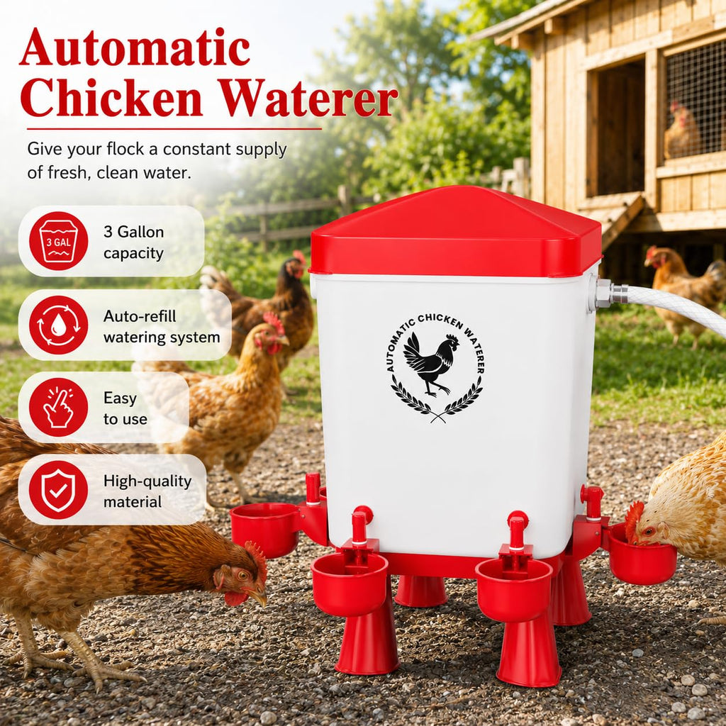 3 Gallon Chicken Waterer with 10 Cups O3969