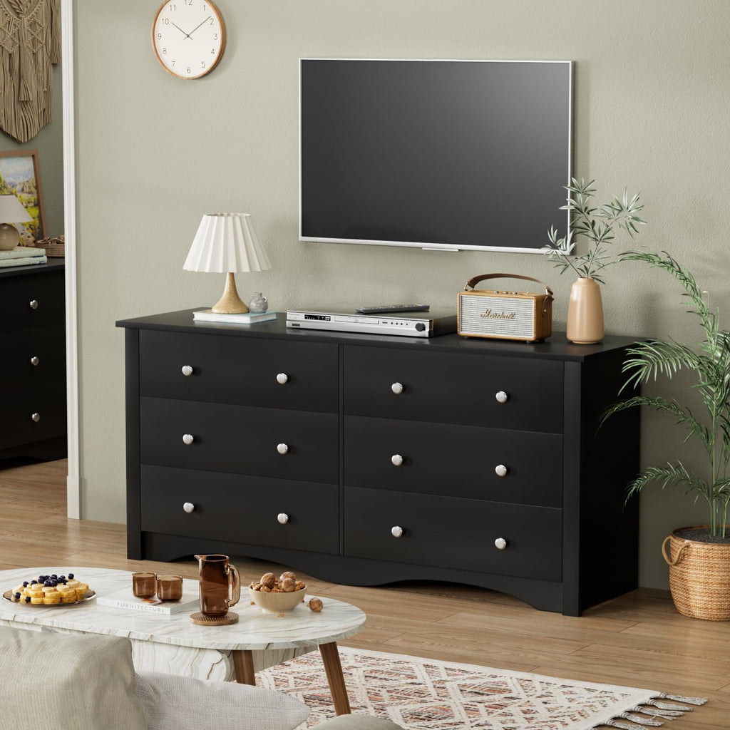 Black 6 Drawer Dresser F6431