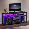 Black 4-Tier LED TV Stand with Charging Station W248693