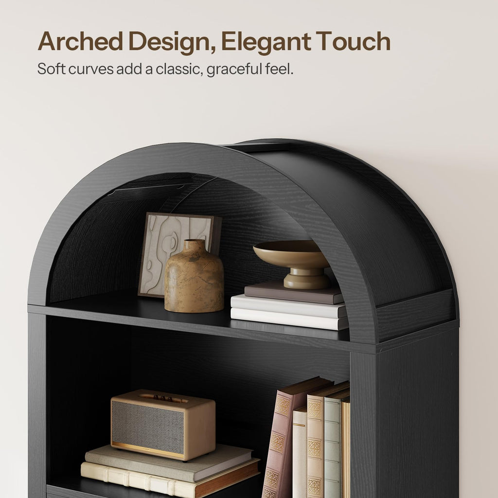70.9" Tall Arched Wooden Bookcase N793098
