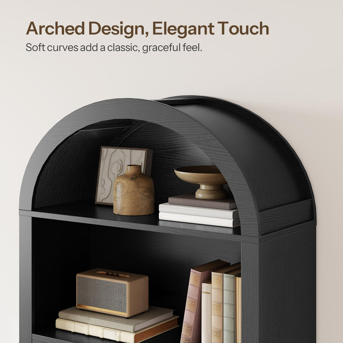 70.9" Tall Arched Wooden Bookcase N793098