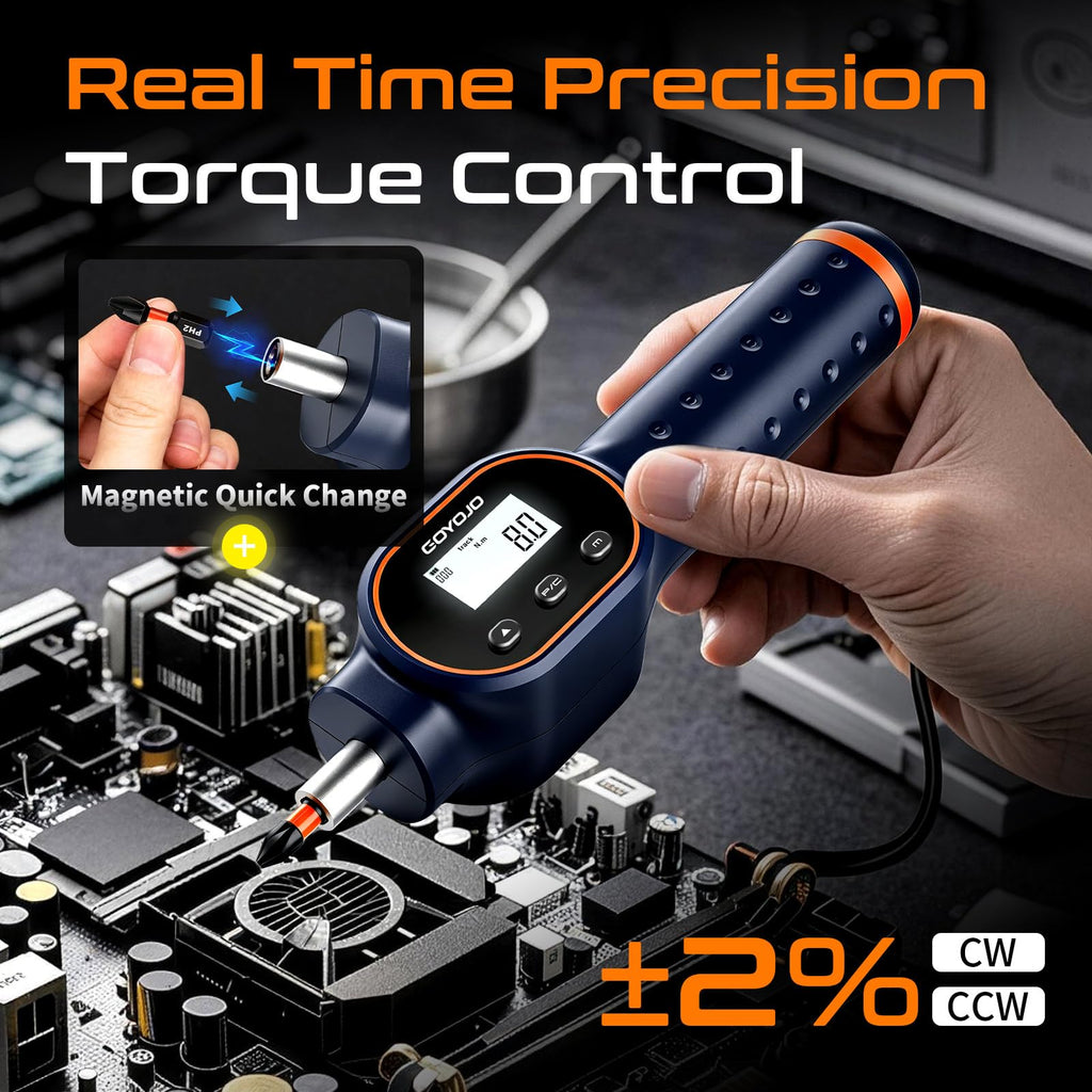 Digital Torque Screwdriver 1/4" Adjustable Set with Buzzer & Magnetic Bits S8264