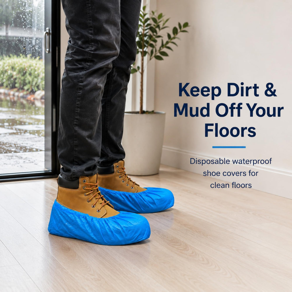 Blue Waterproof Disposable XL Shoe Covers O480953