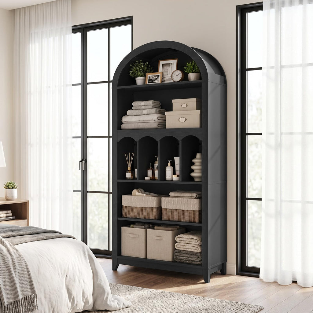 70.9" Tall Arched Wooden Bookcase N793098