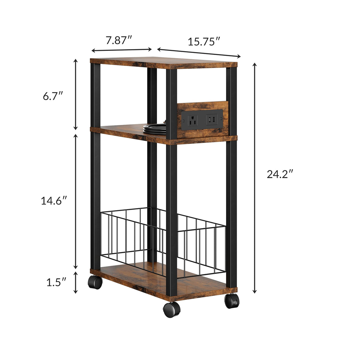 Rolling Side Table with Wheels M89135