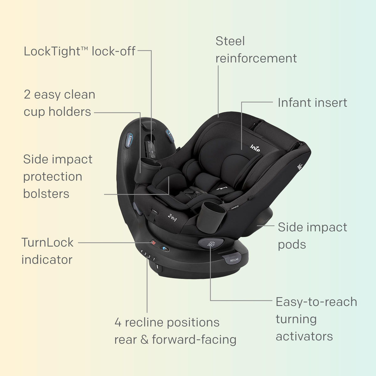 2-in-1 Rotating Convertible Car Seat H1875