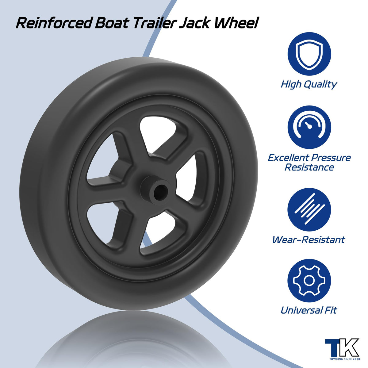 8" Trailer Jack Swivel Caster with Spoked Wheel I123