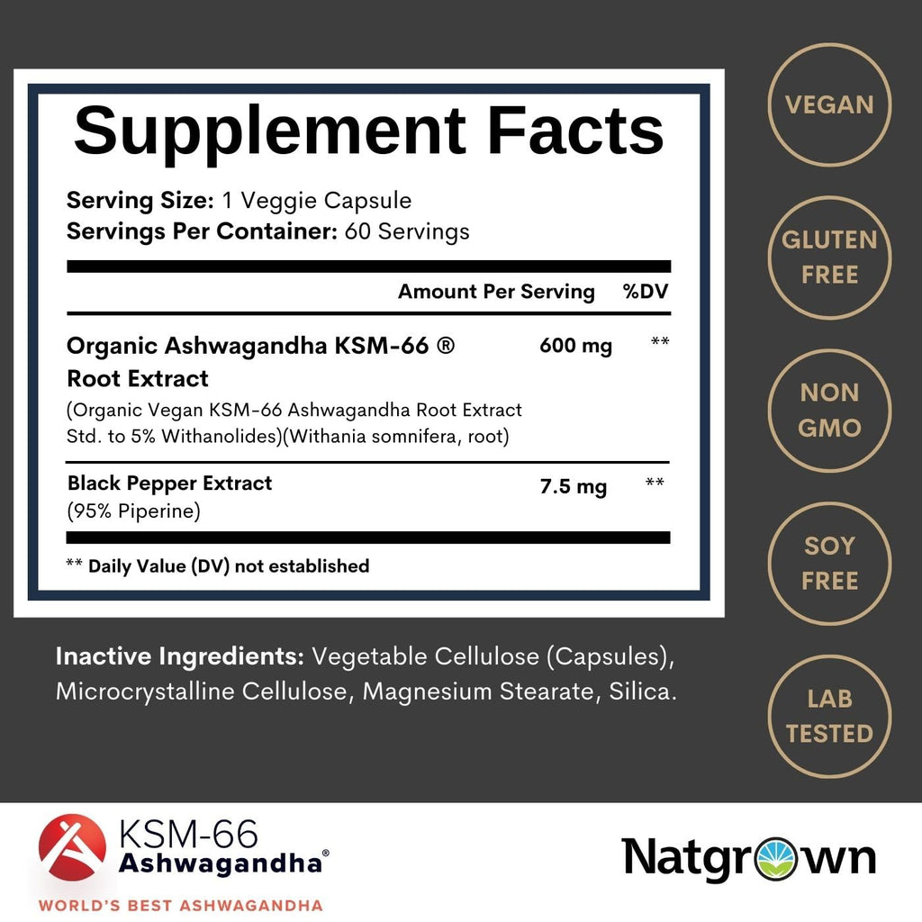 Ashwagandha 600mg Capsules 60 Count H503020