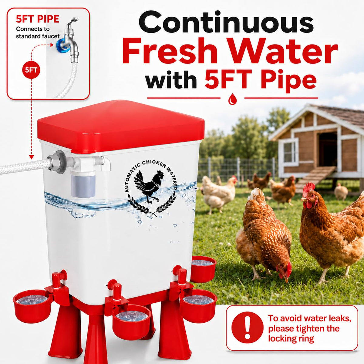 3 Gallon Chicken Waterer with 10 Cups O3969