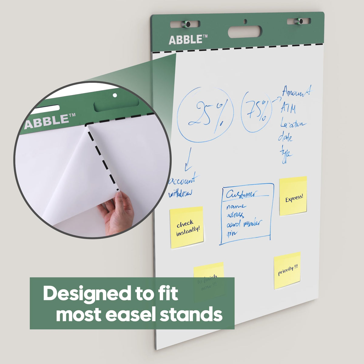 Super Sticky Easel Pad, 25 x 30 Inches, 30 Sheets/Pad, 8 Pads/Pack, Green I536709