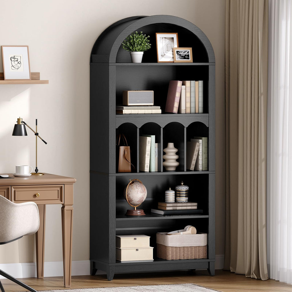 70.9" Tall Arched Wooden Bookcase N793098