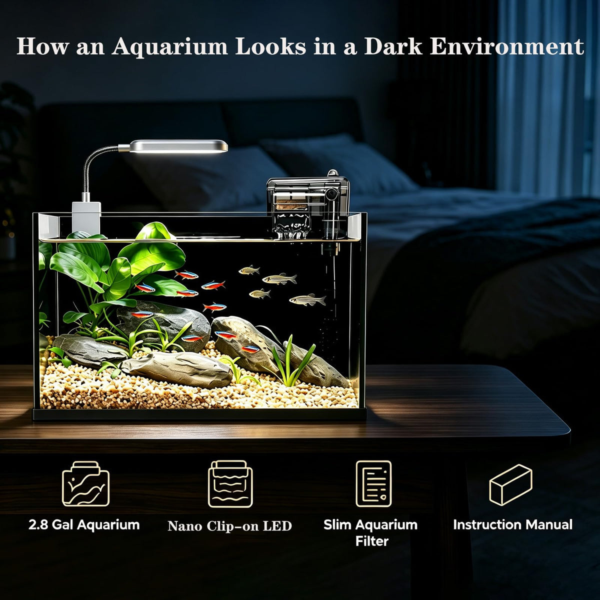 2.8 Gallon Glass Aquarium Starter Kit Z677