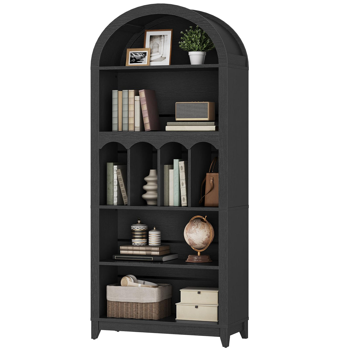 70.9" Tall Arched Wooden Bookcase N793098