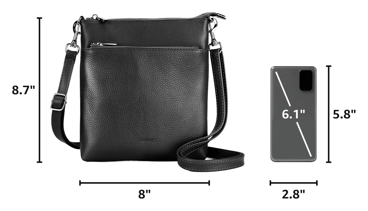Genuine Leather Crossbody Purses with Adjustable Shoulder Strap P8361