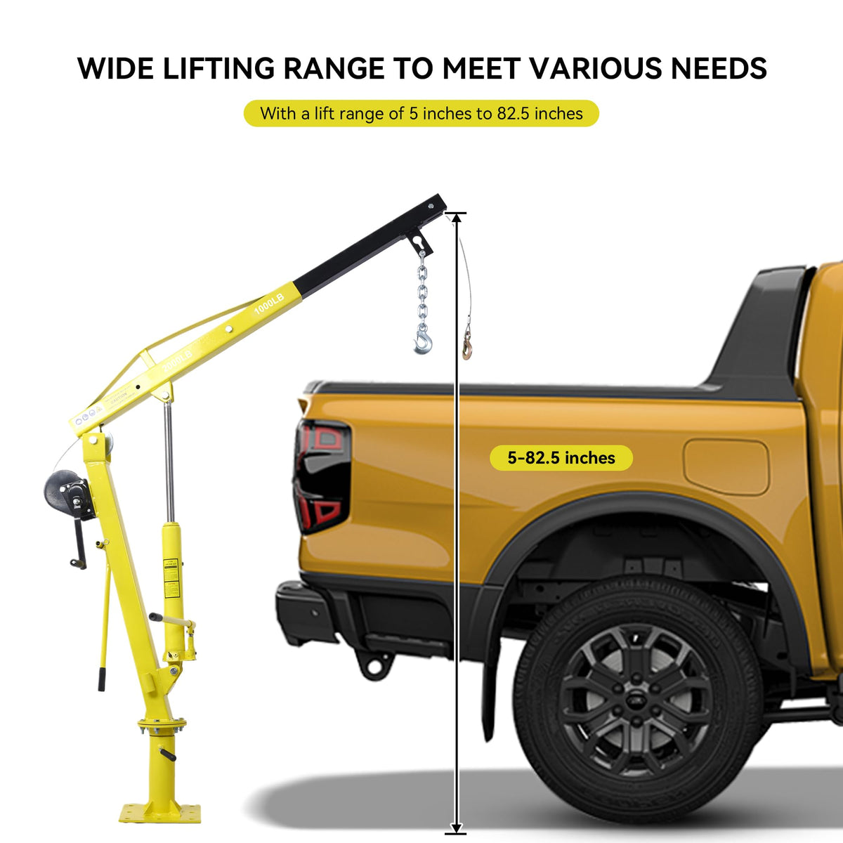 2000 lbs Folding Truck Crane with Hydraulic Winch W83806