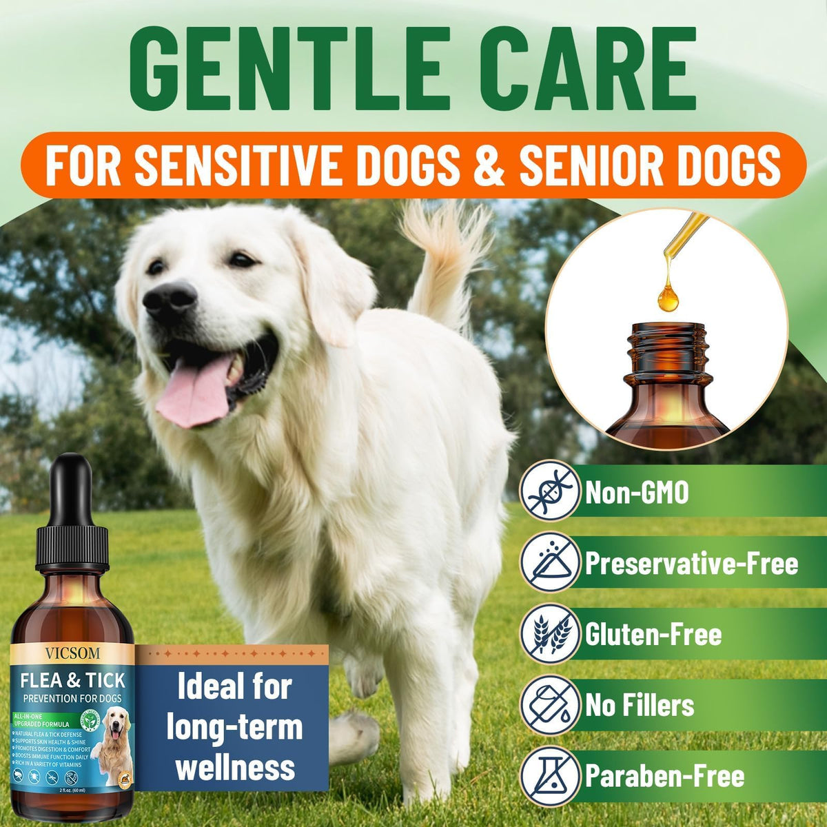Natural Flea and Tick Prevention for Dogs, 60ml I369
