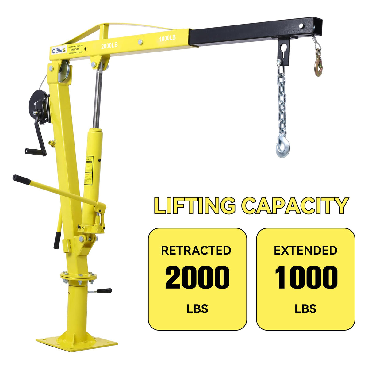 2000 lbs Folding Truck Crane with Hydraulic Winch W83806